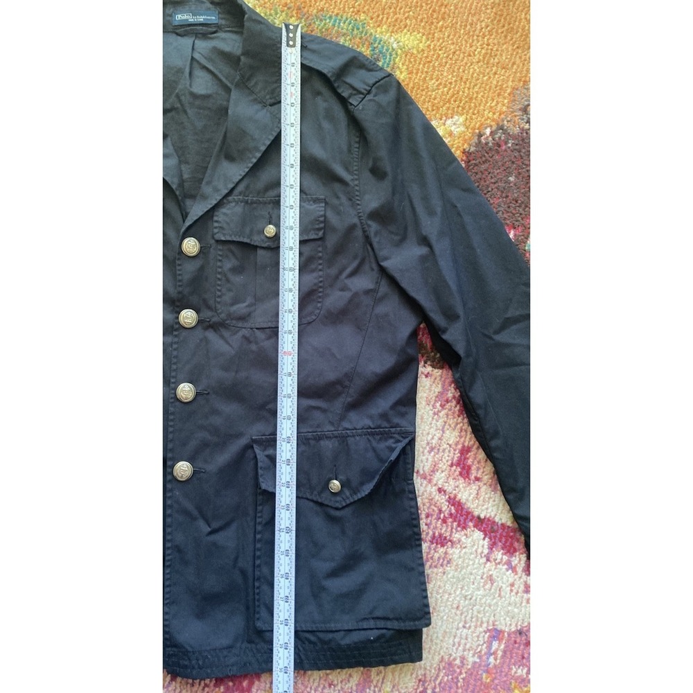 VTG Polo Ralph Lauren Jacket Mens Large Nautical Military Black Gold Buttons - Picture 6 of 12